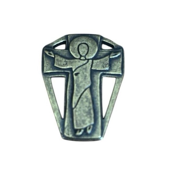 Vintage Brass Pocket Shrine Christ The Redeemer Resurrection Christian 1-1/2" - Picture 1 of 2